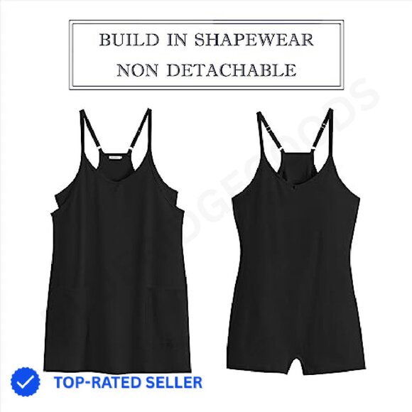 Athletic Mini Romper Dress Built-in Shorts Spaghetti Straps V Neck Summer Active - Picture 7 of 8